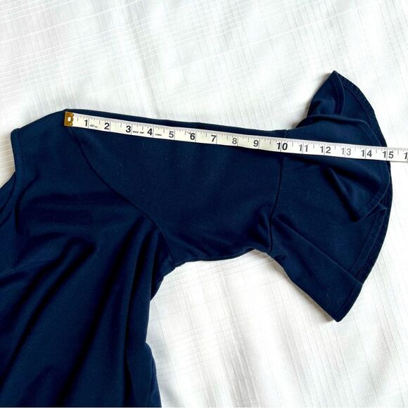 Max Studio Navy Blue Bell Three Quarter Sleeve Top Size M - Picture 9 of 10